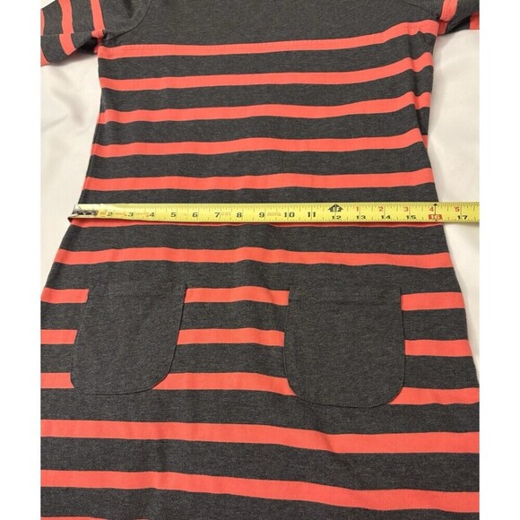 Boden Breton Dress Mini Striped Gray Salmon Elbow Sleeve Pocket US 4 Casual Work - Picture 10 of 11